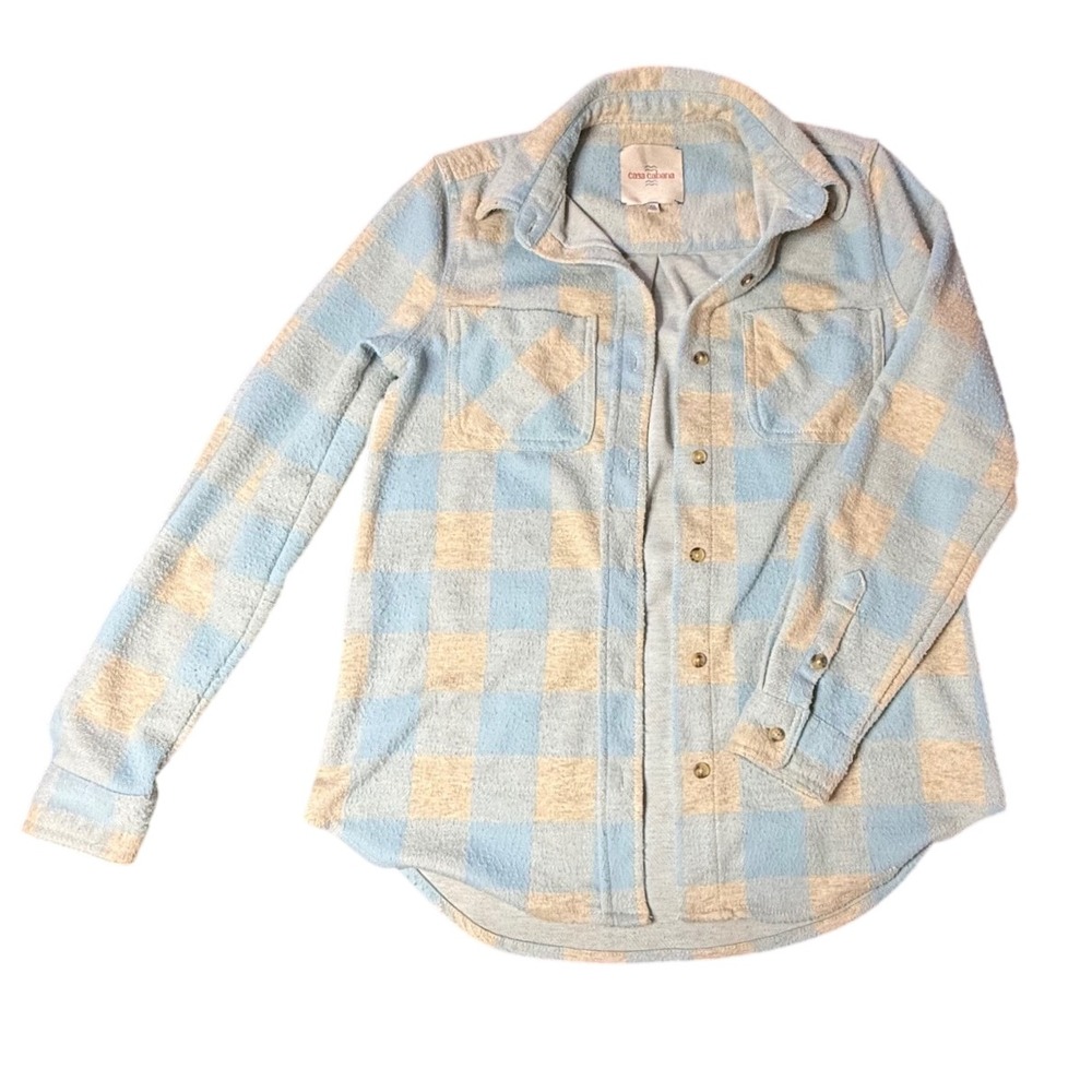 Casa Cabana Flannel Shirt Jacket Plaid Button Up Long Sleeve XS‎